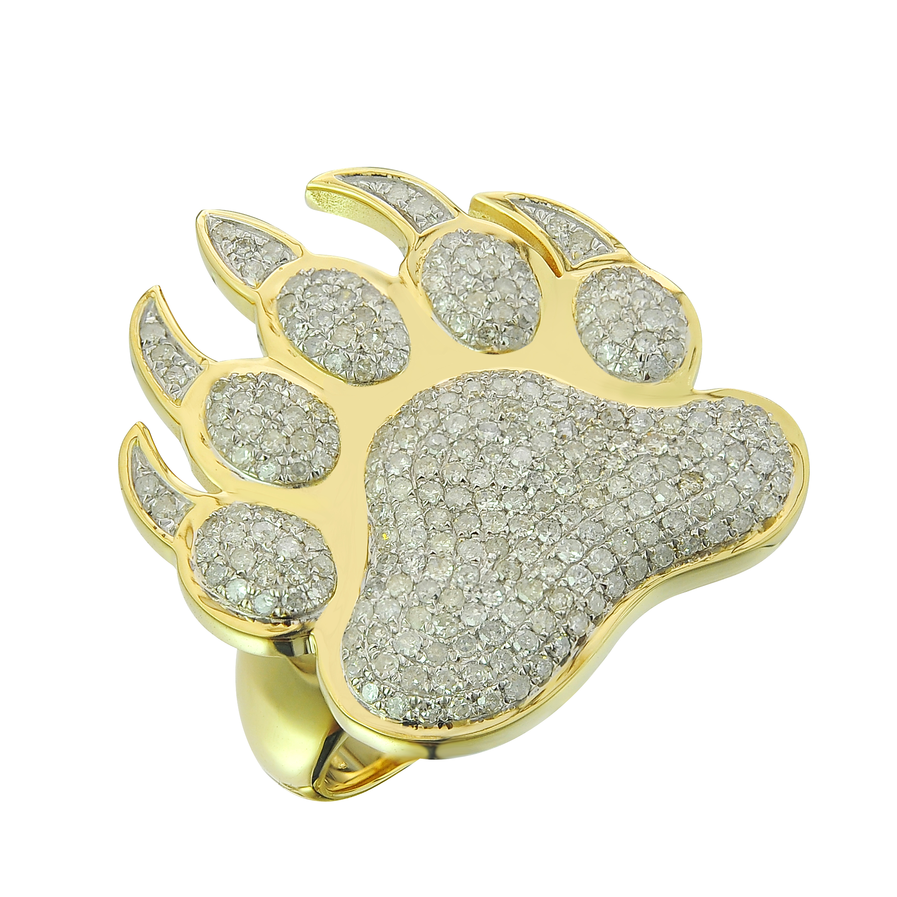 Diamond Bear Claw Ring 1.35 ct. 14K Yellow Gold